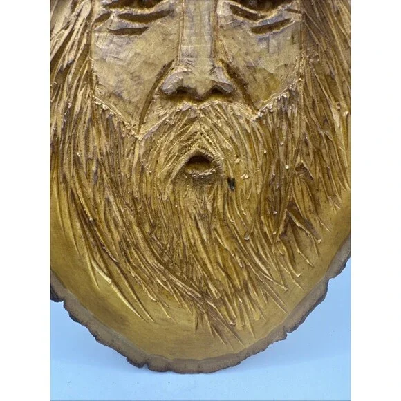 Old Man Tree Spirit Face Folk Art Carved Wood Wall Sculpture Signed PH 4/19/2015 - Picture 4 of 5